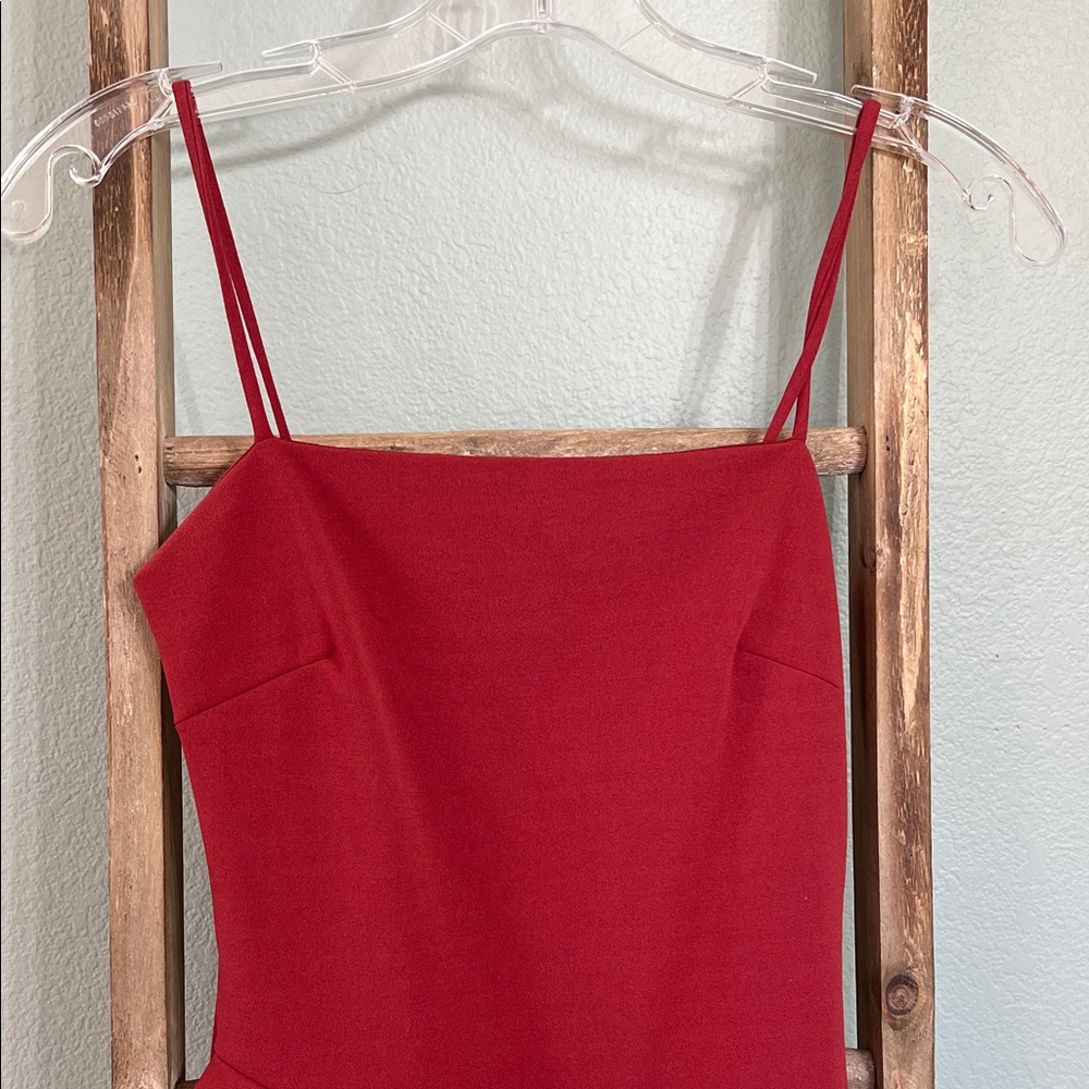 Elegant Short Red Ruffle Dress - Picture 2 of 5